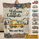 Personalized Welcome To Our Campsite Camping Sherpa Fleece Blanket TL061001BF