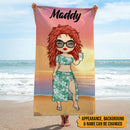 Personalized Family Chibi Summer Vacation Beach Towel HN181001BT