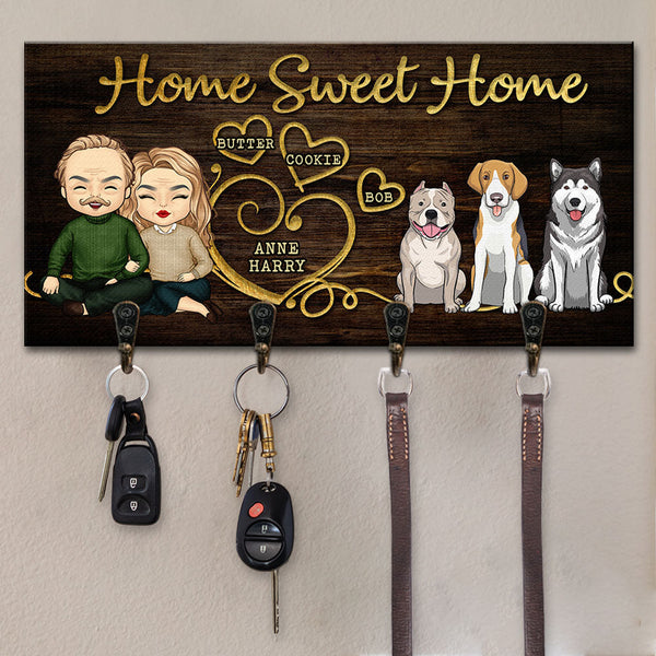 Personalized Home Sweet Home Couple & Dogs Key Holder Key Hanger HM17012301KH