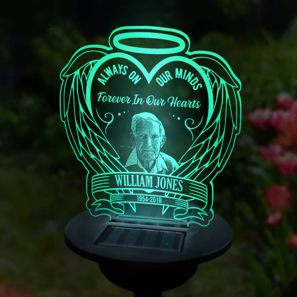 Personalized  Always On Our Minds Memorial Garden Solar Light TL281201GSL