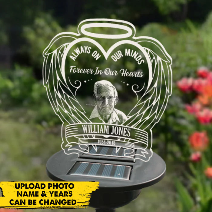 Personalized  Always On Our Minds Memorial Garden Solar Light TL281201GSL