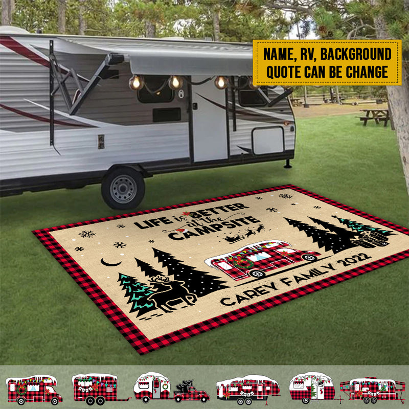 Personalized Christmas Camping Patio Mat HM111001RG