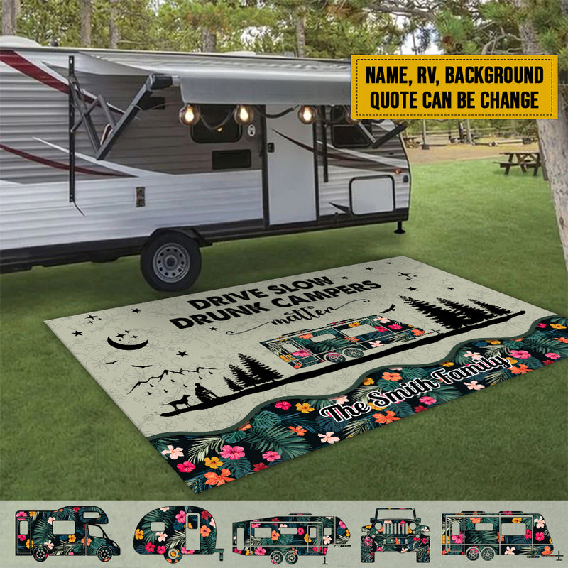 Personalized Happy Campers Camping Patio Mat TL130901RG