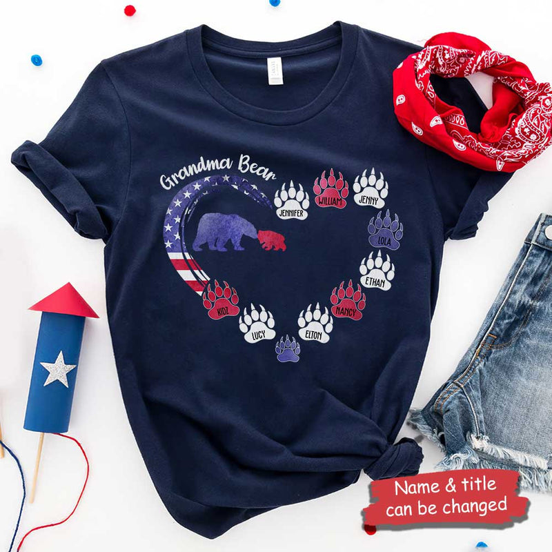 Personalized Mama Bear Patriotic Heart Shirt HM13012301TS