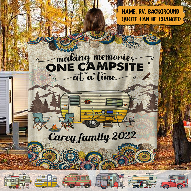 Personalized Welcome To Our Campsite Camping Sherpa Fleece Blanket TL061001BF