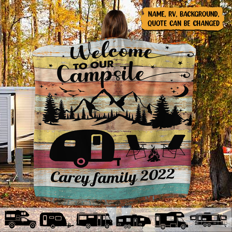 Personalized Home Is Where You Park It Camping Sherpa Fleece Blanket TL041001BF