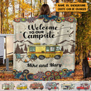 Personalized Welcome To Our Campsite Camping Sherpa Fleece Blanket TL061001BF