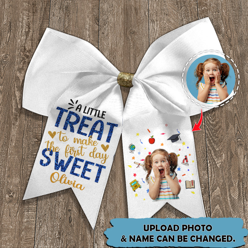 Upload Photo Personalized A Little Treat To Make The First Day Sweet Hairbow HN120801HB