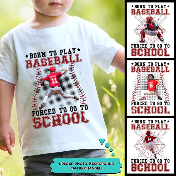 Upload Photo Personalized Baseball Born To Play Kid T-shirt HN020803KT