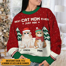 Personalized Best Cat Mom & Cat Dad Ever Christmas Sweatshirt HN151001SS