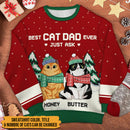 Personalized Best Cat Mom & Cat Dad Ever Christmas Sweatshirt HN151001SS