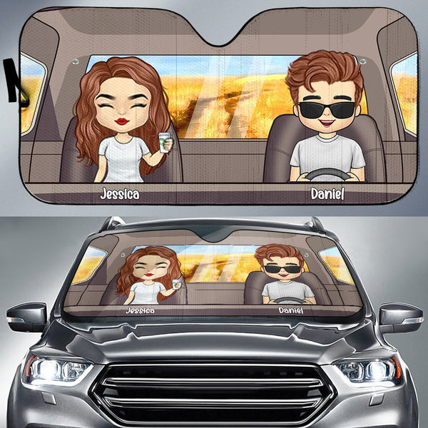 Couple Driving - Personalized Auto Sunshade HN240801CSS