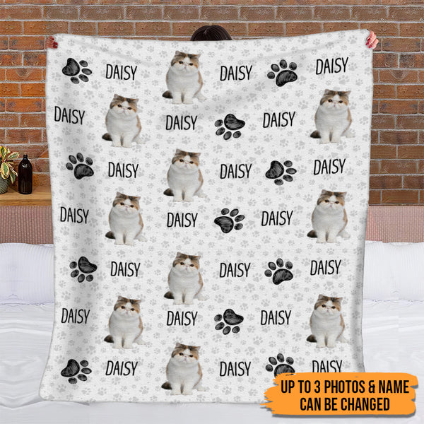 Personalized Clipart Cat Upload Photo Sherpa Fleece Blanket HN120901BF