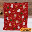 Personalized Clipart Cat Blanket Upload Photo Sherpa Fleece Christmas Blanket HN120902BF