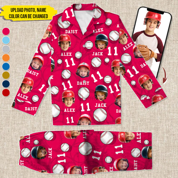 Personalized Custom Face Photo And Name Baseball Pajamas HN211101PJ