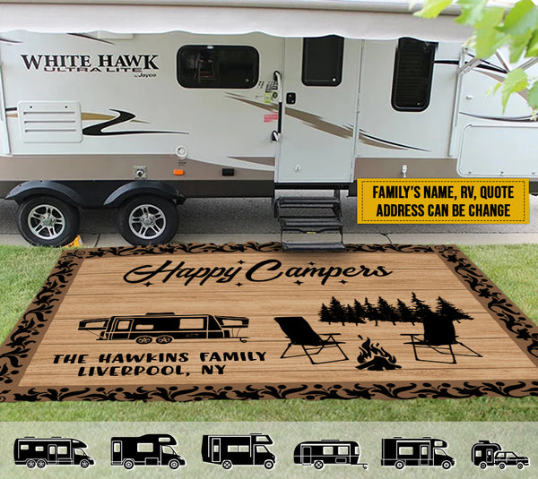 Personalized Happy Campers Patio Rug HN200801RG