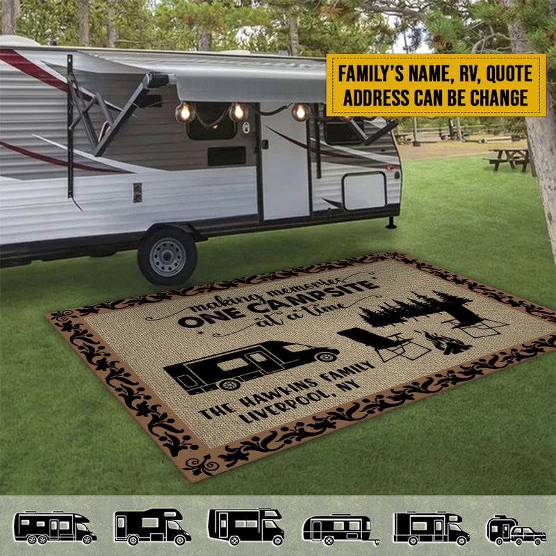 Personalized Happy Campers RV Doormat, Custom Family Name Camping