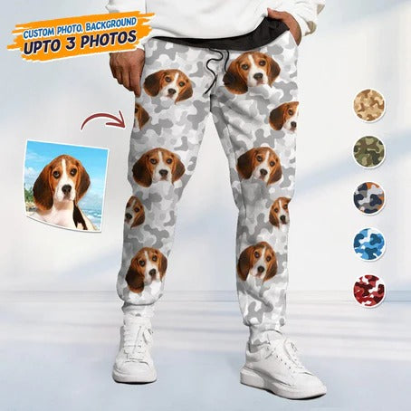 Personalized Custom Photo Camo Background Dog Sweatpants HN301101SP