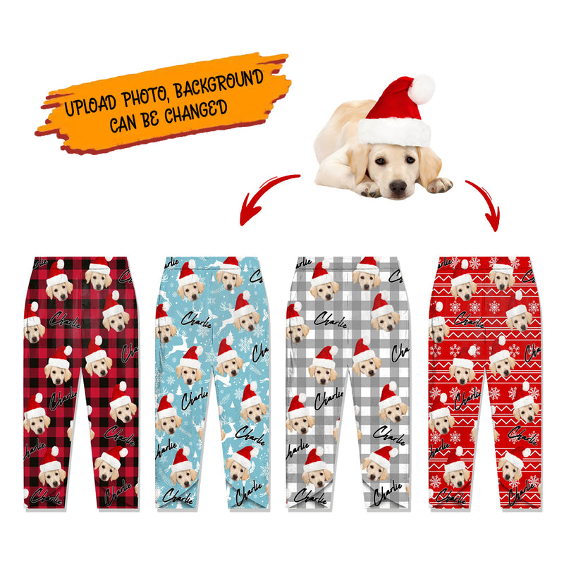 Personalized Custom Photo Dog Cat Christmas Casual Women Lounge Elastic Waist Pants HN011101EP