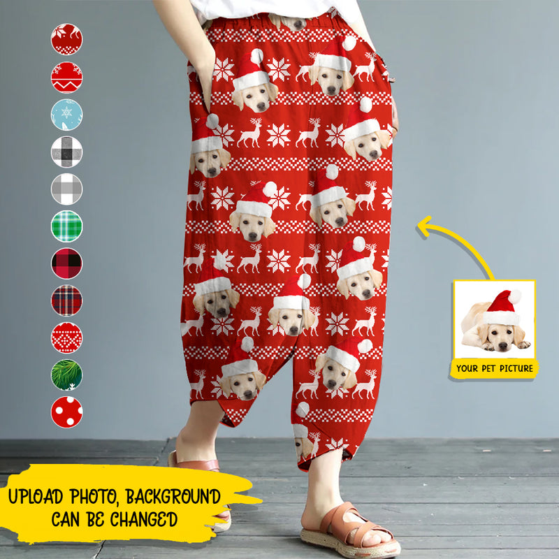 Personalized Custom Photo Christmas Dog Casual Women Lounge Elastic Waist Pants HN011102EP