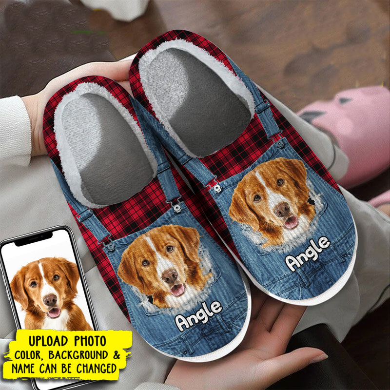 Personalized Custom Photo Dog Cat Plush Slippers HN101101S