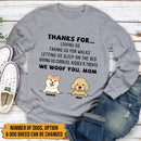 Personalized Dog Thanks For Shirt HN141001TS