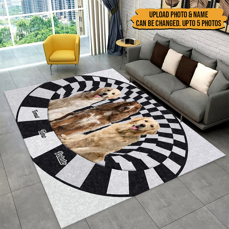 Personalized Custom Photo Dog With 3D Bottomless Hole Shaggy Rug HN191001Y
