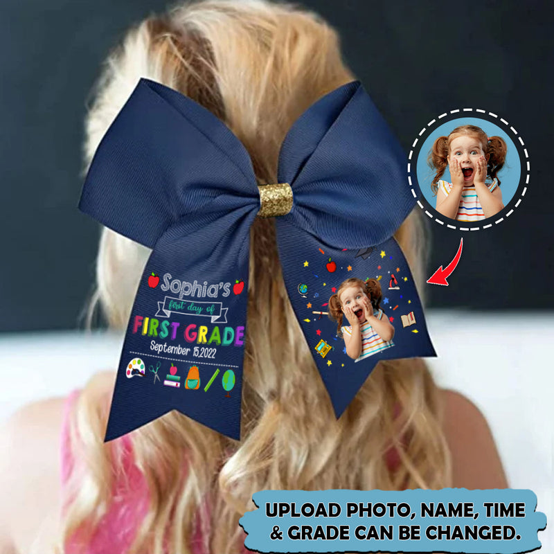 Upload Photo Personalized First Day Of First Grade Hairbow HN100802HB