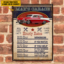 Personalized Custom Text And Upload Photo Garage Hourly Rates Metal Sign HN190801MS