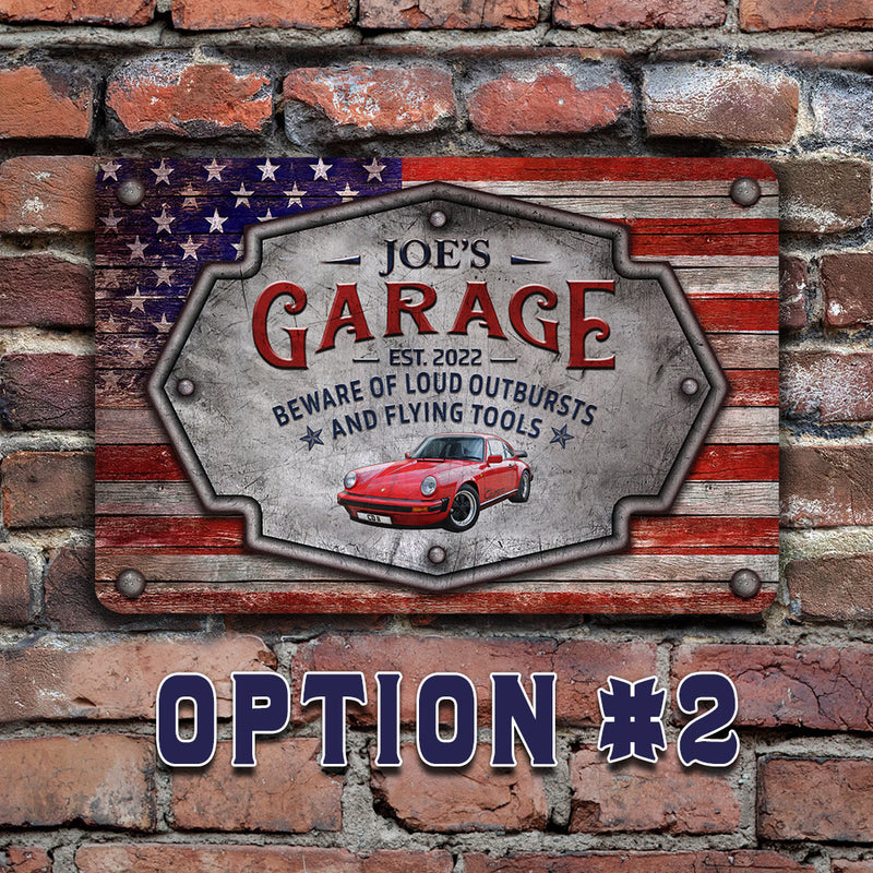 Garage Personalized Rustic American Flag Metal Sign TL190806Y