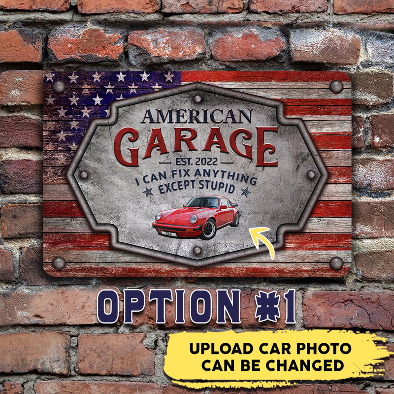 Garage Personalized Rustic American Flag Metal Sign TL190806Y