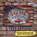 Garage Personalized Rustic American Flag Metal Sign TL190806Y