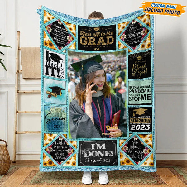 Personalized Custom Photo Graduation Sherpa Fleece Blanket Graduation Gift HM13022301BF