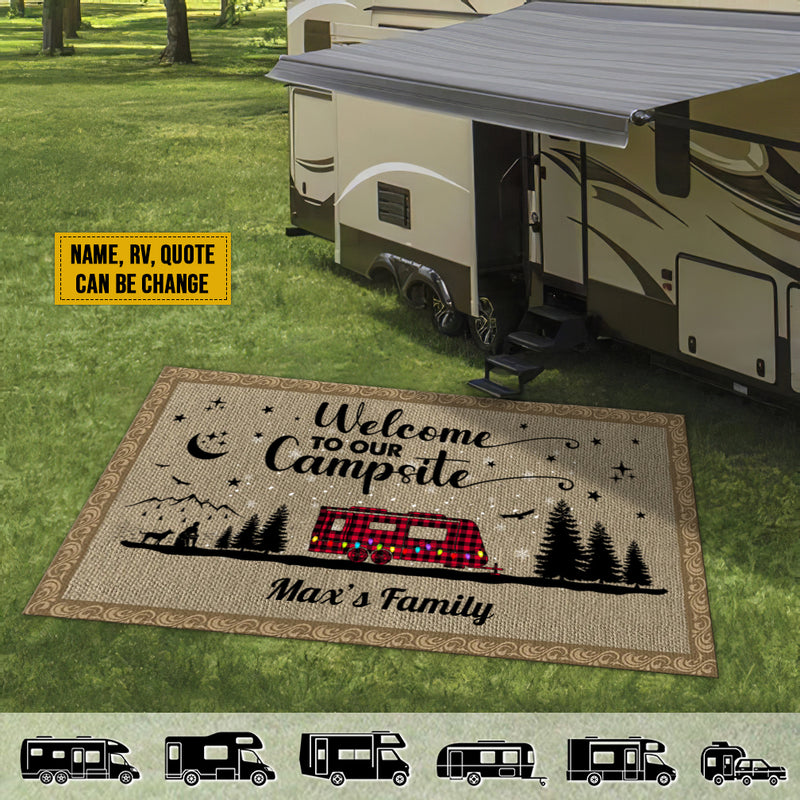 Personalized Happy Campers Camping Christmas Patio Mat HN230802RG