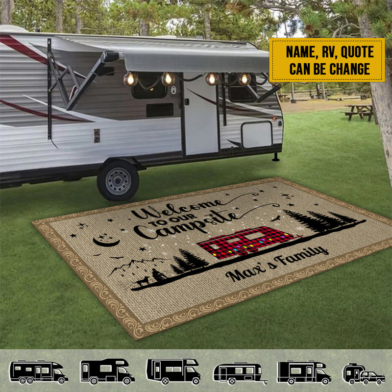 Personalized Happy Campers Camping Christmas Patio Mat HN230802RG