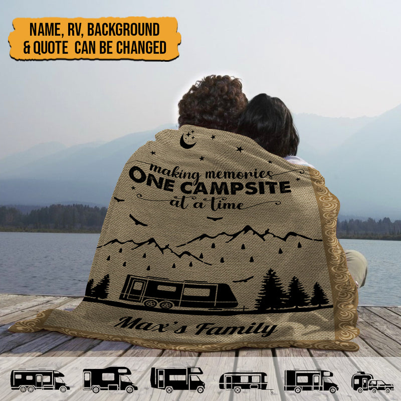 Personalized Happy Campers Camping Sherpa Fleece Blanket HN051001BF