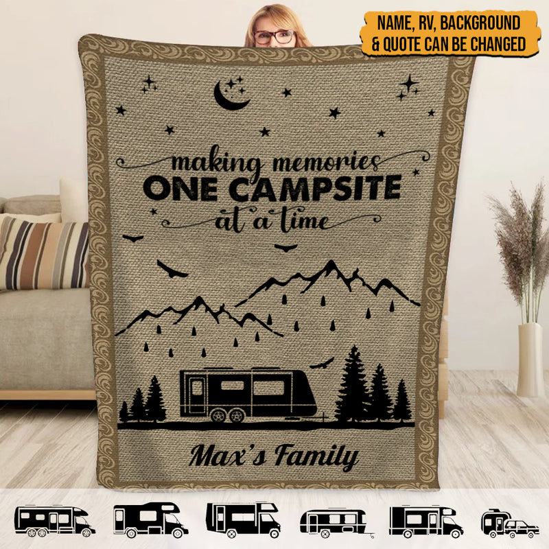Personalized Happy Campers Camping Sherpa Fleece Blanket HN051001BF