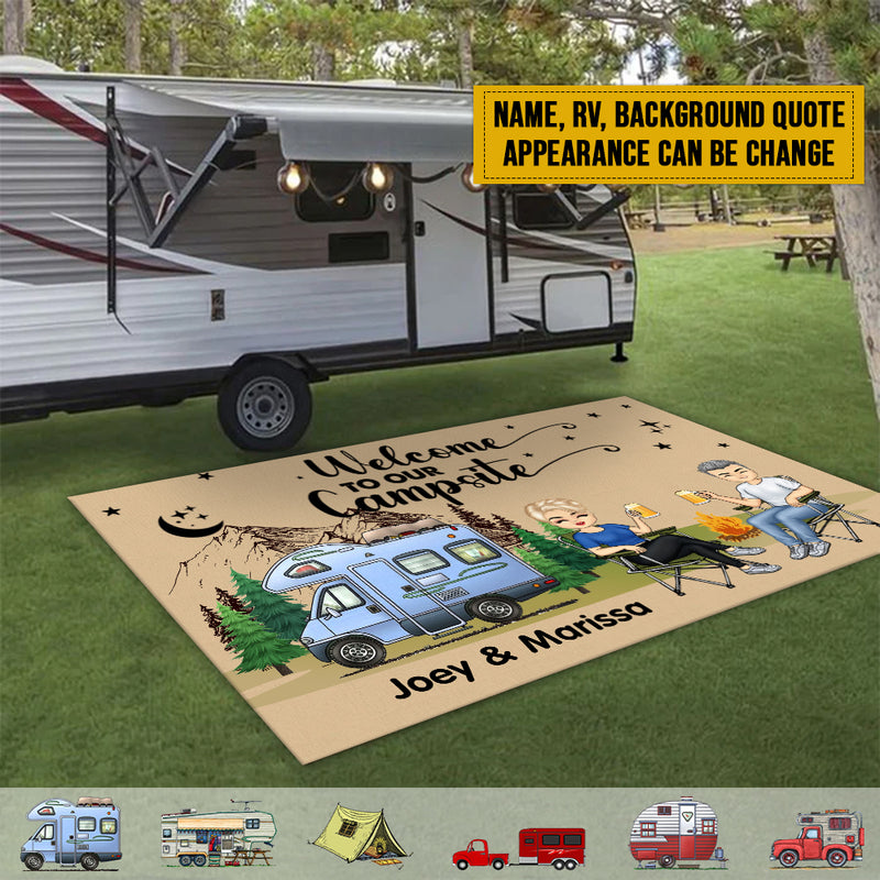 Personalized Happy Campers Patio Mat HN060902RG