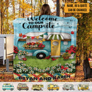 Personalized Happy Campers Camping Sherpa Fleece Blanket HN071001BF