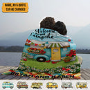 Personalized Happy Campers Camping Sherpa Fleece Blanket HN071001BF