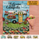 Personalized Happy Campers Camping Sherpa Fleece Blanket HN071001BF