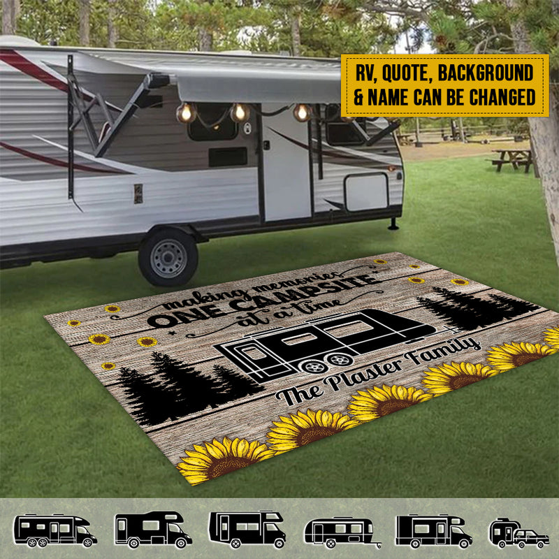 Personalized Happy Campers Sunflower Camping Patio Mat HN080901RG