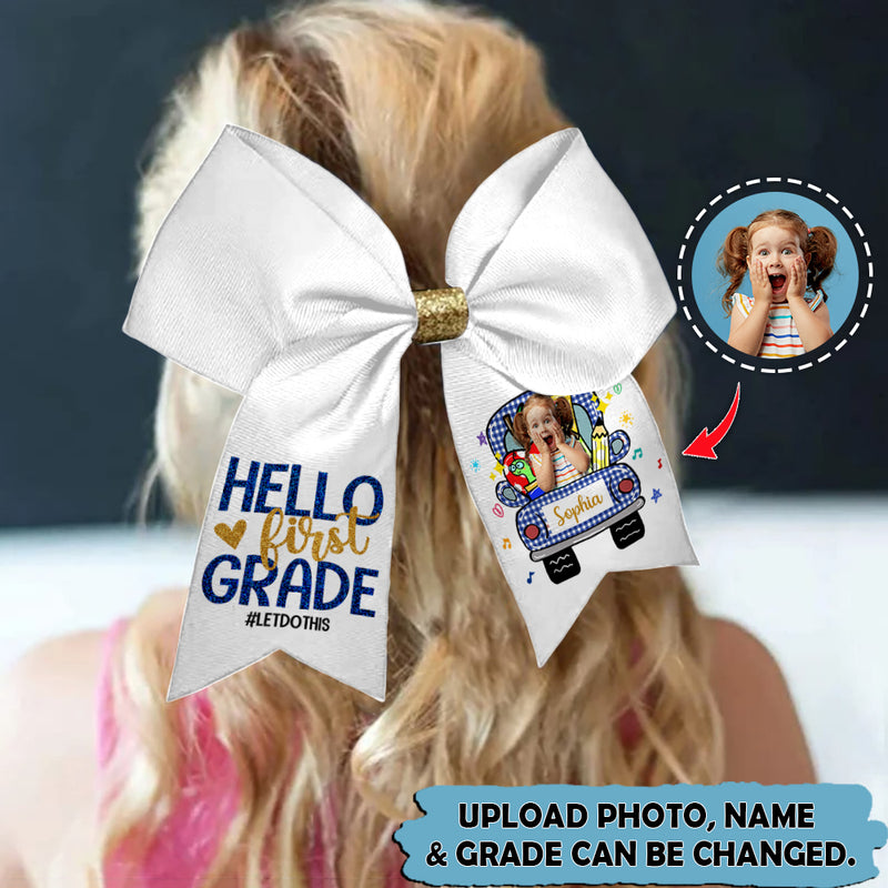 Upload Photo Personalized Hello First Grade Hairbow HN100803HB