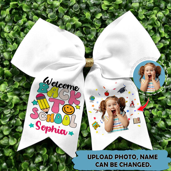 Upload Photo Personalized Welcome Back To School Hairbow HN090803HB