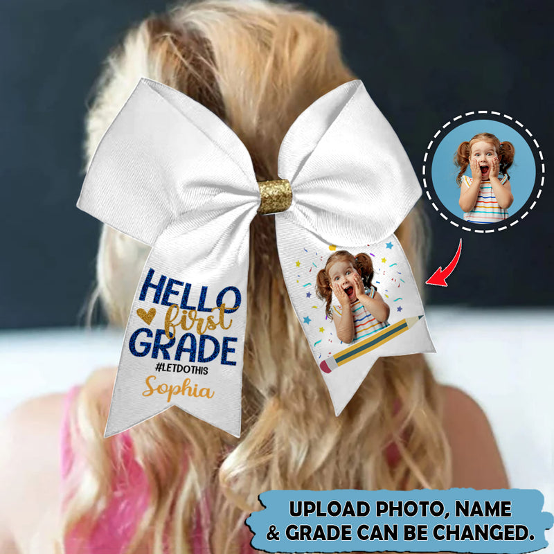 Upload Photo Personalized Hello First Grade Hairbow HN080801HB