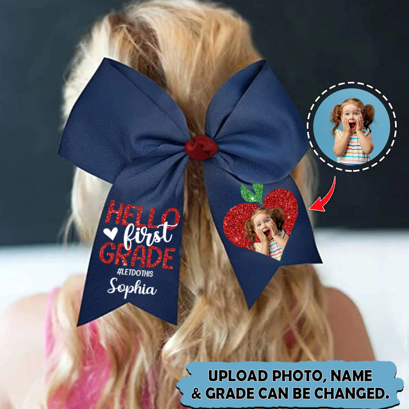 Upload Photo Personalized Hello First Grade Hairbow HN080802HB