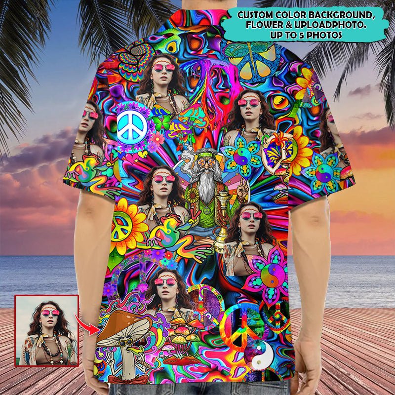 Personalized Upload Photo Hippie High Quality Unisex Hawaiian Shirt For Men And Women TL030803Y