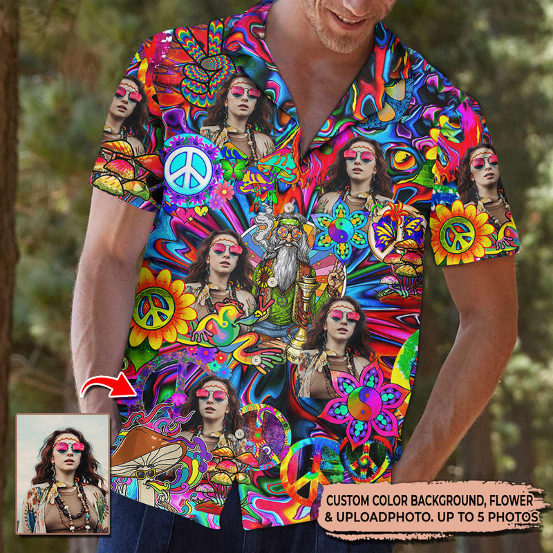 Personalized Upload Photo Hippie High Quality Unisex Hawaiian Shirt For Men And Women TL030803Y