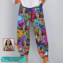 Upload Photo Hippie Hippie Peace Girl Casual Women Lounge Elastic Waist Pants TL030802Y