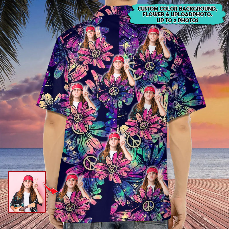 Upload Photo Hippie Peace High Quality Unisex Hawaiian Shirt For Men And Women HN010801Y